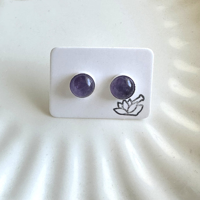 Amethyst Earrings | Cabochon