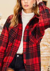 Red Tartan Holiday Button Up