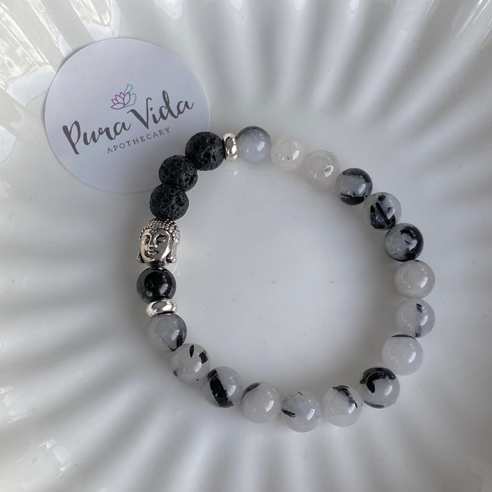 Tourmaline Quartz Buddha Bracelet | 8MM