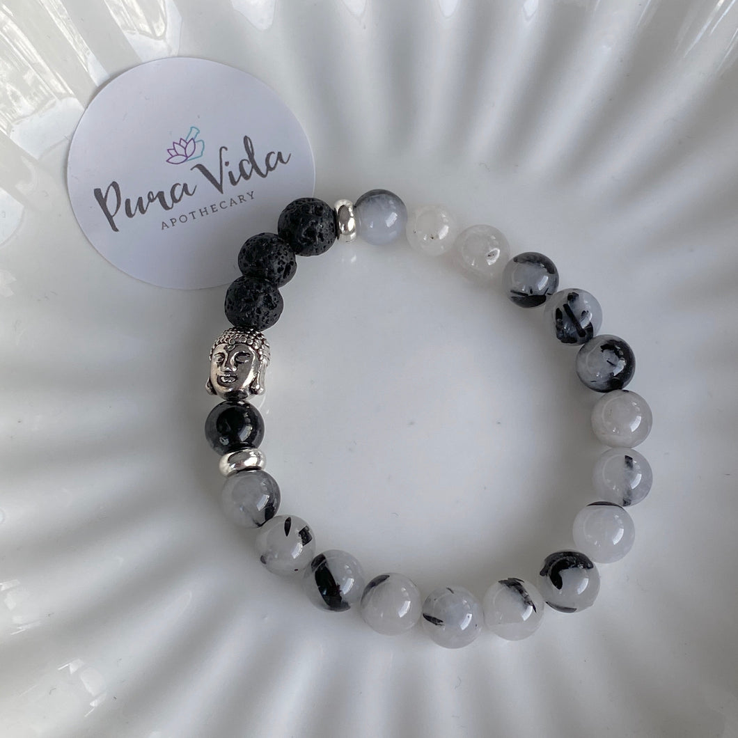 Tourmaline Quartz Buddha Bracelet | 8MM